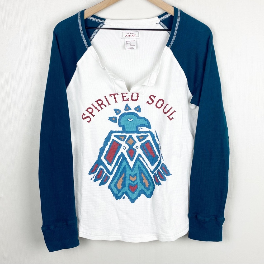 Ariat Shirt Womens Medium Spirited‎ Soul Waffle Knit Southwestern
